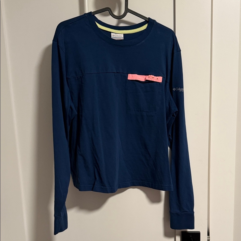 Columbia Navy Long Sleeve Tee with Pink Accent